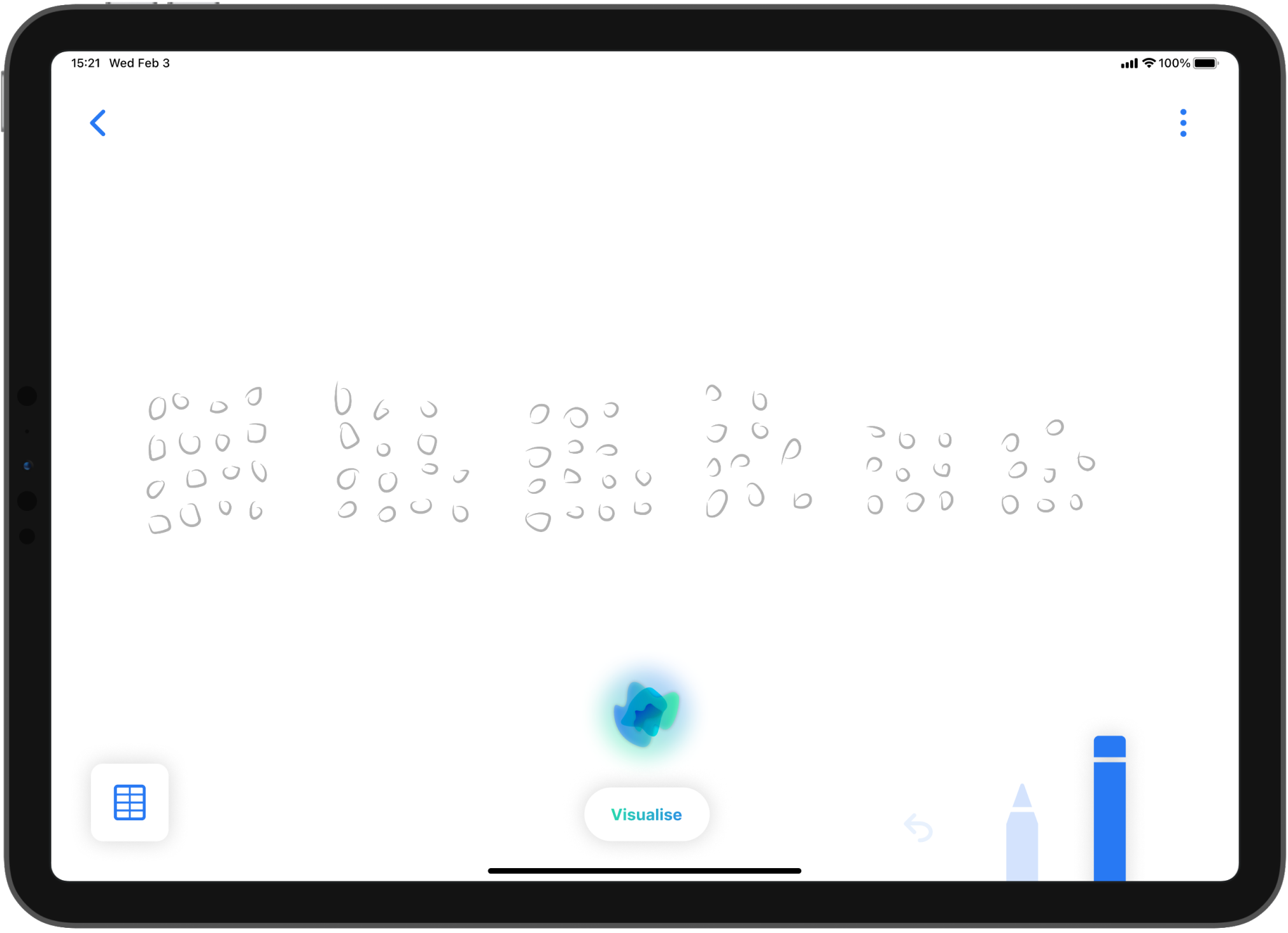 Tablet app with a new button at the bottom to trigger the generation of the visualization