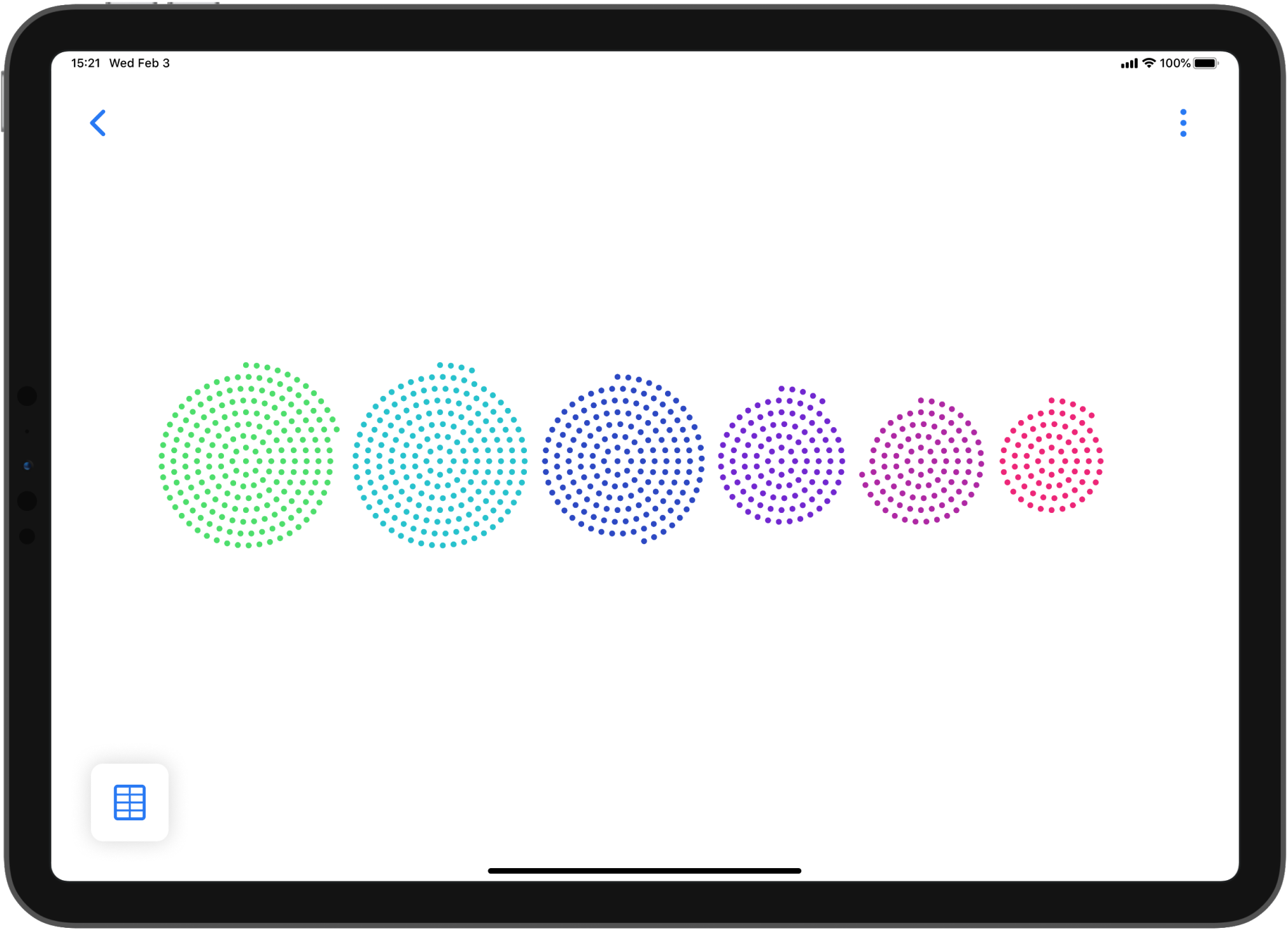Tablet app showing the final data visualization