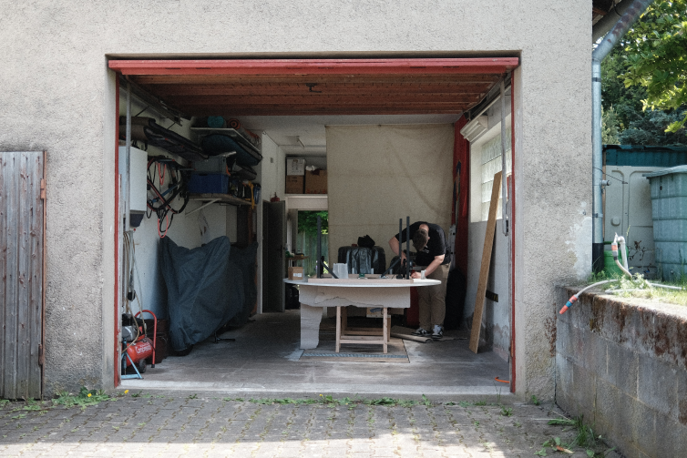 A member of the project team building the game table